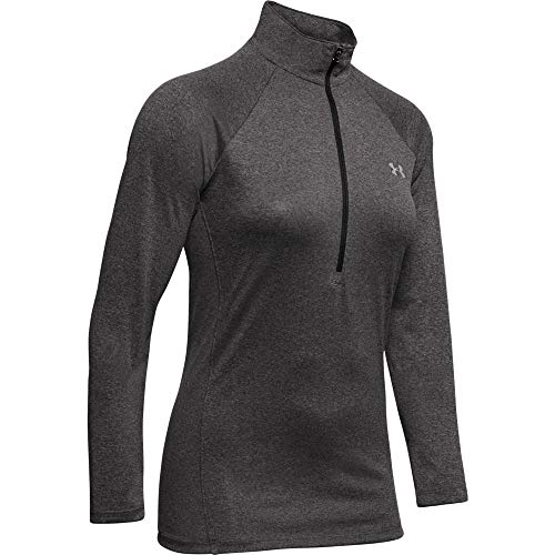 Under Armour Women's Tech ½ Zip Long Sleeve Pullover, Carbon Heather (090)/Metallic Silver, X-Large