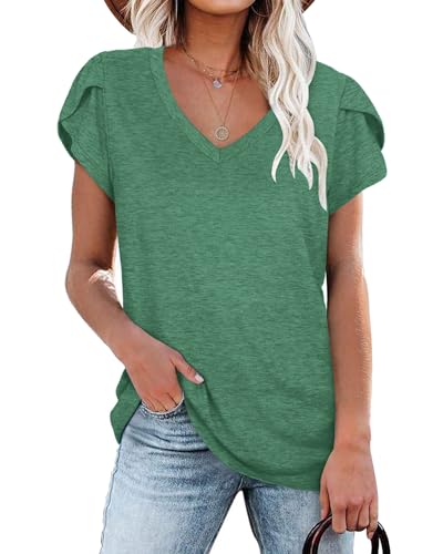 NARRAME T-Shirt da Donna Verde Foresta Top Estivi T-Shirt da Donna a Maniche Corte con Scollo a V per la Palestra M