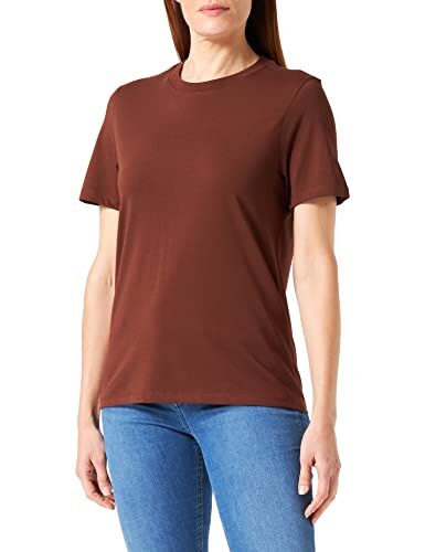 PIECES Pcria SS Solid Tee Noos BC T-Shirt, Cioccolato Fondente, XS Donna