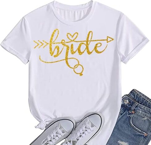 JPHCHSC Moda Donna t-Shirt Sposa Squad Camicette Addio al Nubilato Tshirt da Sposa Team Bride Top Addio al Nubilato Addio al Nubilato Magliette a Maniche Corte 056