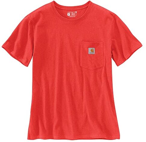 Carhartt Loose Fit Heavyweight Short-Sleeve K87 Pocket T-Shirt Maglietta da Lavoro, Currant Heather, XS Donna