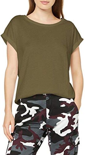 Urban Classics Ladies Organic Extended Shoulder Tee, Maglietta Donna, Verde (Olive), S