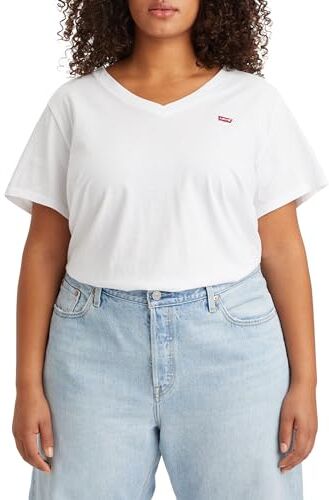 Levis Plus Size V-neck Tee, T-shirt Donna, Bright White, 1XL