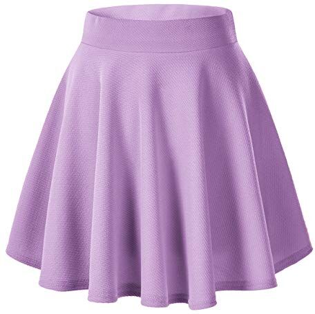 Urban GoCo Donna Moda Svasata Mini Gonna da Pattinatrice Versatile Elastica Solida Colore Gonna (Medium, Lilac)