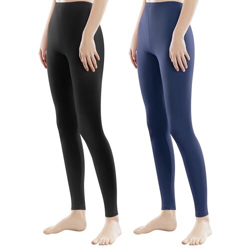 Libella Leggings Lunghi Colorati da Donna con Vita Alta Pantaloni Sportivi Fitness Slim Fit in Cotone 4108-2 Pezzi Nero Blu Navy XL