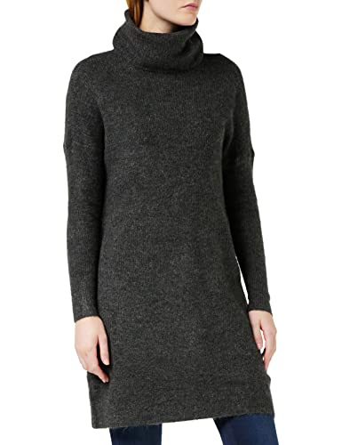 Only Onljana L/S Cowlnck Dress Wool Knt Noos Vestito, Grigio (Dark Grey Melange Dark Grey Melange), M Donna