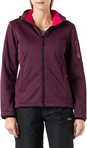 CMP Giacca melange in softshell da donna con cappuccio removibile, Amaranto Mel.-Fucsia, 52