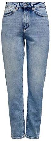 Only Onlveneda Life Mom Jeans Rea7452, Denim Blu Chiaro, XS / 34L Donna