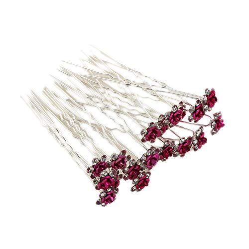 OMICE 20 forcine per capelli alla moda per fidanzamento, matrimonio, matrimonio, con strass di cristallo (rosa)