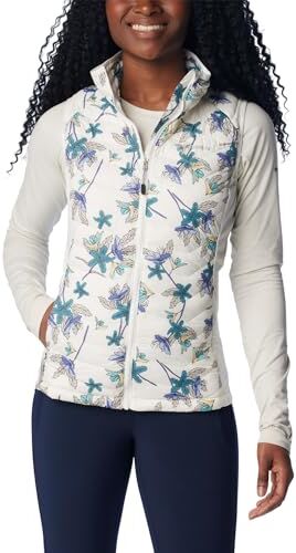 Columbia Powder Pass Vest Gilet, Sea Salt Tiger Lilies Print, XS Donna