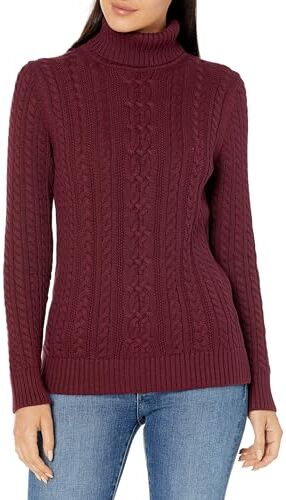 Amazon Essentials Maglione A Collo Alto Intrecciato con Screziatura (Taglie Forti Disponibili) Donna, Bordeaux, S