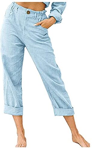 KEERADS Pantaloncini Tennis Corto Pantaloni cordino elastico in cotone pantaloni casual schiena donna pantaloni biancheria pantaloni pantaloni vita pantaloni Jean vita alta di grandi dimensioni (Light blue-e), XL)