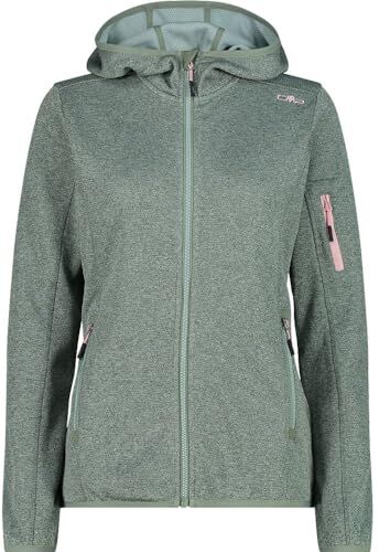 CMP Giacca in Knit-Tech da Donna con Cappuccio Fisso, Salvia-Jade, 44