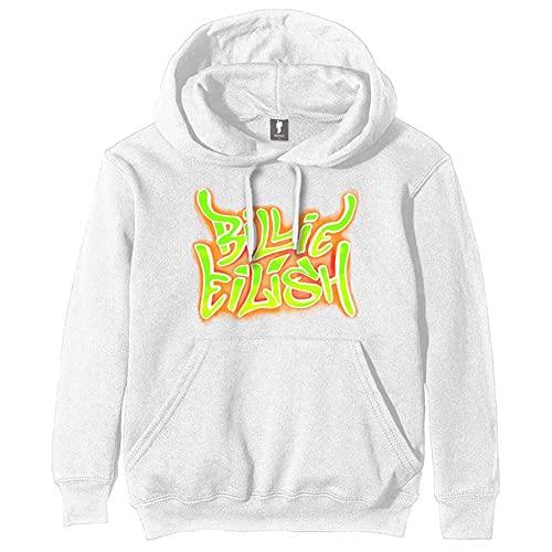 Billie Eilish Felpa # Xxl Unisex White # Airbrush Flames Blohsh