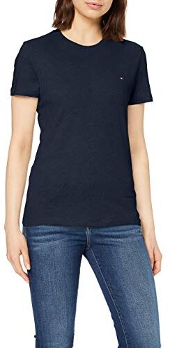 Tommy Hilfiger T-shirt Maniche Corte Donna Heritage Scollo Rotondo, Blu (Midnight), XS