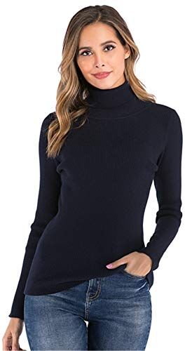 Enjoyoself Donna Maglione Elegante Collo Alto Maniche Lunghe Pullover Accollato Maglia a Maglieria Dolcevita Classico Invernale