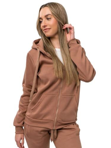 BOLF Donna Felpa con Cappuccio Maglia a Zip Manica Lunga Classica Hoodie Tempo Libero Sport Fitness Outdoor Basic Casual Style W03B Beige M [A1A]