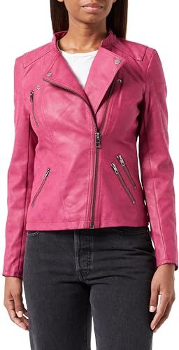 Only Onlava Faux Leather Biker Otw Noos, Giacca Donna, Cerise, 38