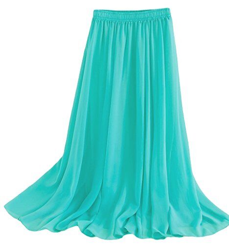 Gothden Donna Pieghettato Retro Maxi Gonna Lunga Elastica Solida Colore Gonna