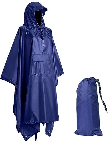 Accevo Poncho Antipioggia Impermeabile Uomo Antipioggia, Giacca Antipioggia Uomo con Cappuccio 3 in 1 Multifunzionale, Mantella Antipioggia Impermeabile Donna Antipioggia per il Stuoia Campeggio,Trekking.