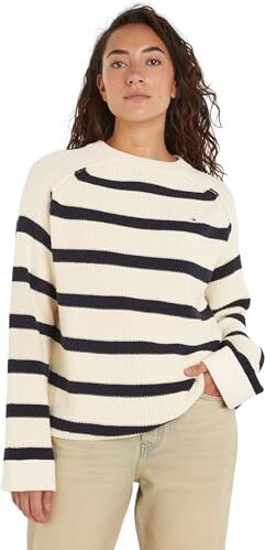 Tommy Hilfiger Donna Pullover Pullover in Maglia, Multicolore (Breton Calico / Desert Sky), S