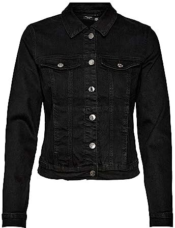 Vero Moda VMLUNA LS Slim DNM Jacket Mix GA Noos Giacca, Black, S da Donna