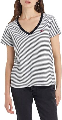 Levis Perfect V-neck, T-shirt Donna, Annalise Stripe Cloud Dancer, S