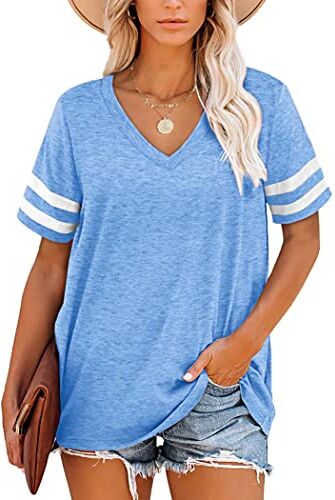 NARRAME T-Shirt da Donna Blu Casual Estiva Top Tuniche a Maniche Corte XL