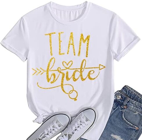 JPHCHSC Moda Donna t-Shirt Sposa Squad Camicette Addio al Nubilato Tshirt da Sposa Team Bride Top Addio al Nubilato Addio al Nubilato Magliette a Maniche Corte 056