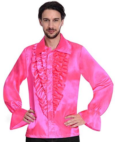 amscan Camicia da Discoteca da Uomo in Raso Rosa, Taglia Unica