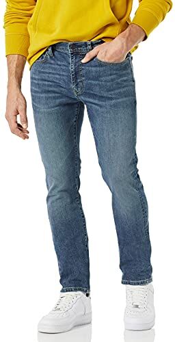 Amazon Essentials Jeans Elasticizzati a Vita Alta vestibilità Attillata Uomo, delavé Medio, 29W / 32L