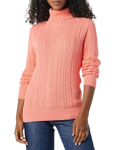 Amazon Essentials Maglione A Collo Alto Intrecciato con Screziatura (Taglie Forti Disponibili) Donna, Rosa Corallo, XS