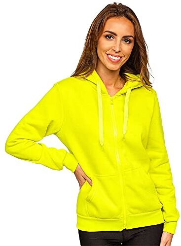 BOLF Donna Felpa con Cappuccio Maglia a Zip Manica Lunga Classica Hoodie Tempo Libero Sport Fitness Outdoor Basic Casual Style W03 Verde Lime S [A1A]