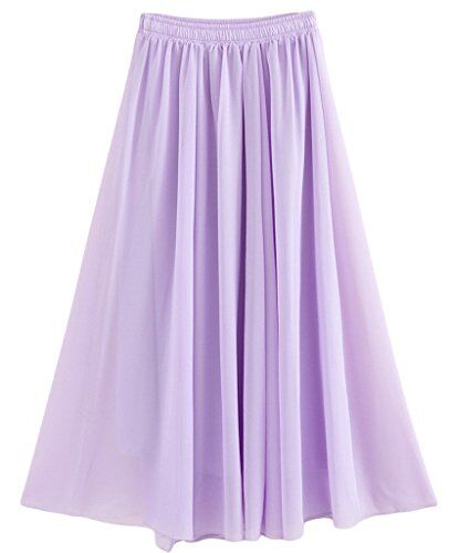 Gothden Donna Pieghettato Retro Maxi Gonna Lunga Elastica Solida Colore Gonna