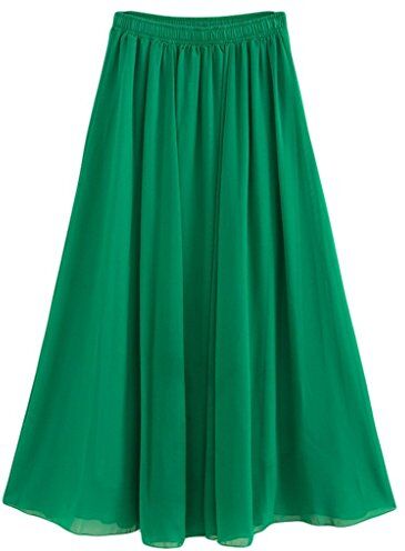 Gothden Donna Pieghettato Retro Maxi Gonna Lunga Elastica Solida Colore Gonna