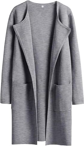 Qurygin Cardigan da donna Alla moda, cappotto cardigan da donna,Cardigan in maglia con capispalla caldi, aperto sul davanti   Cardigan autunno inverno a maniche lunghe in maglione solido con giacca