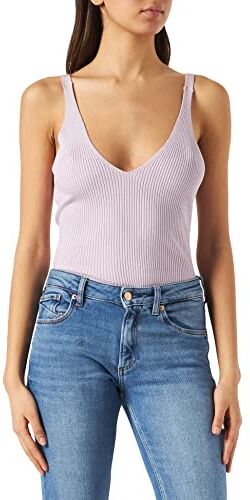 Urban Classics Ladies Rib Knit Top T-Shirt, softlilac, XS Donna