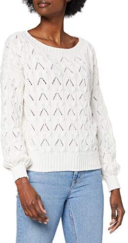 Only ONLBRYNN Life Structure L/S PUL Knt Noos Pullover, Cloud Dancer, XS Donna