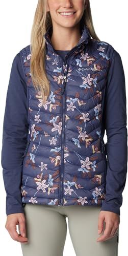 Columbia Powder Pass Vest Gilet, Nocturnal Tiger Lilies Print, XS Donna