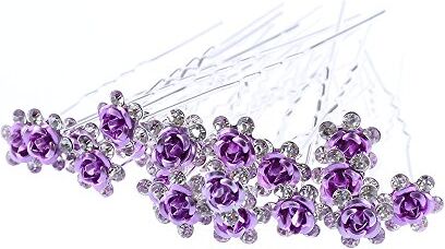 OMICE 20 forcine per capelli alla moda per fidanzamento, matrimonio, fiore di cristallo, strass (viola)