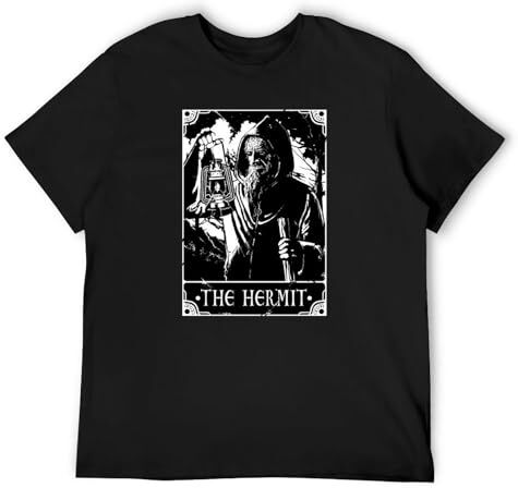 AdigArqD Deadly Tarot The Hermit Heather T-Shirt Black Graphic Unisex Tee Shirt XL