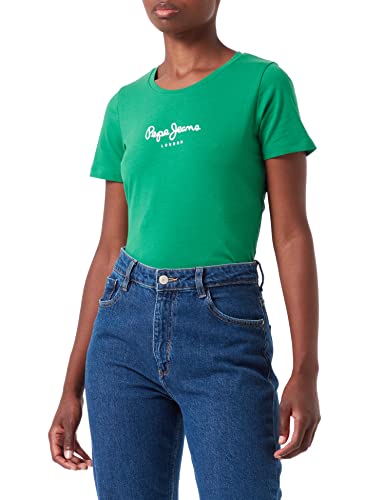 Pepe Jeans New Virginia Ss N, T-Shirt Donna, Verde (Sherwood),M