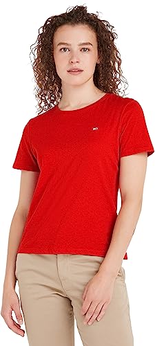 Tommy Jeans TJW SOFT JERSEY TEE, S/S Knit Tops Donna, Rosso (Deep Crimson), M