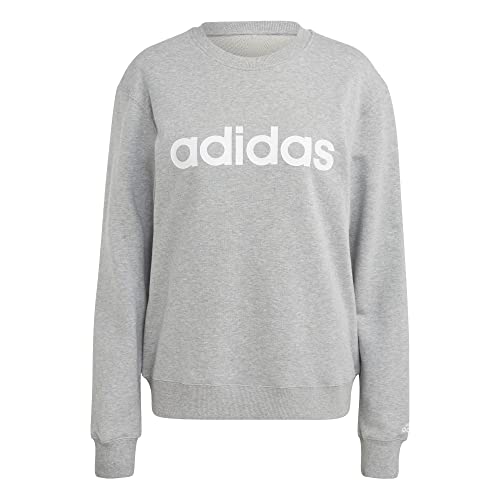 Adidas W Lin FT Swt Maglia Lunga Donna Medium Grey Heather/White Taglia L