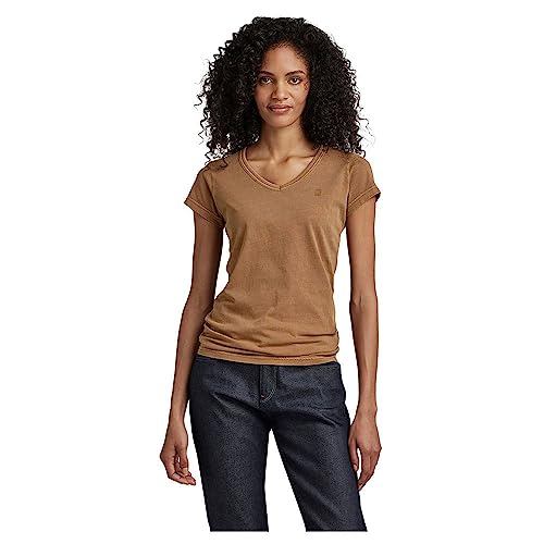 G-STAR RAW Eyben Slim V-Neck Top Donna ,Marrone (chipmunk gd ), XS