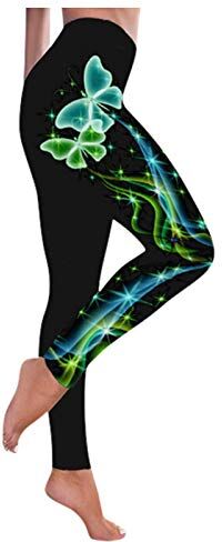 KEERADS Pantaloni Yoga Vita Alta Casual Plus High Yoga Size Fashion sport pantaloni stampa pantaloni vita donna pantaloni Leggings 8 Anni Ragazza (Green-E, XXL)