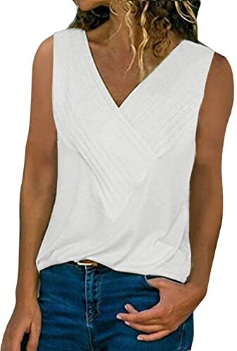 Generic Canotta da donna senza maniche con paillettes Club Evening Party Top Bretelle da donna Top da donna (03B-White, XXL)