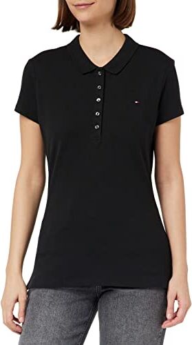 Tommy Hilfiger Maglietta Polo Maniche Corte Donna Heritage Slim Fit, Nero (Masters Black), S