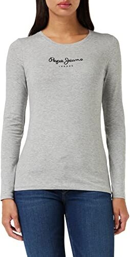 Pepe Jeans New Virginia Maglietta per Donna Slim Fit Maniche Lunghe, Grigia (Grey Marl), L