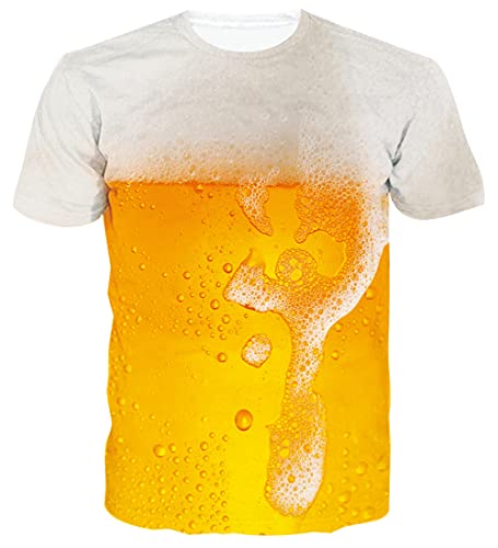 Loveternal Beer T-Shirt Uomo 3D Stampato Tee Shirt Divertenti Birra Magliette Manica Corta Camicia M